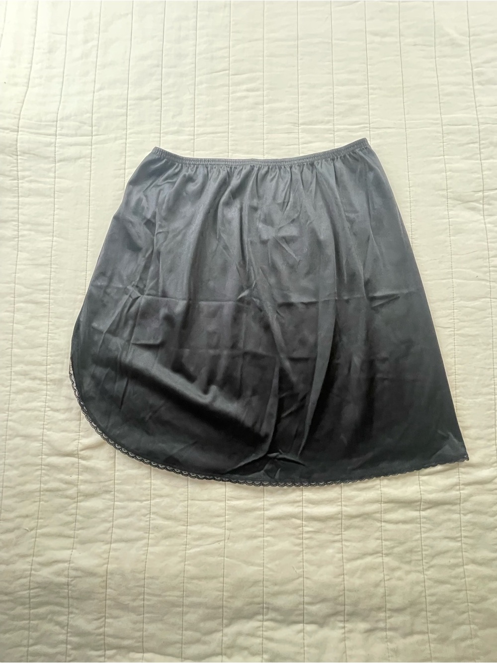 Vassarette Black Women’s Half Nylon Slip Skirt - Classic Underskirt Medium